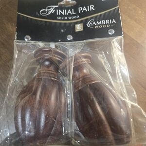 Cambria Solid Wood Finials Dark Brown Finial Flute Curtain Holdback Finial NIP